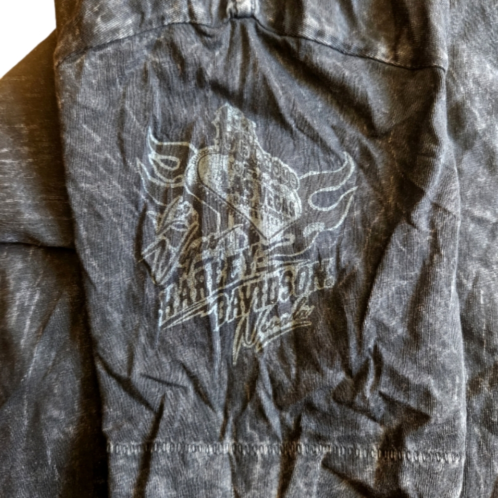 Harley-Davidson Womens T Shirt Small Gray V Neck Burnout Las Vegas Biker - Picture 4 of 8